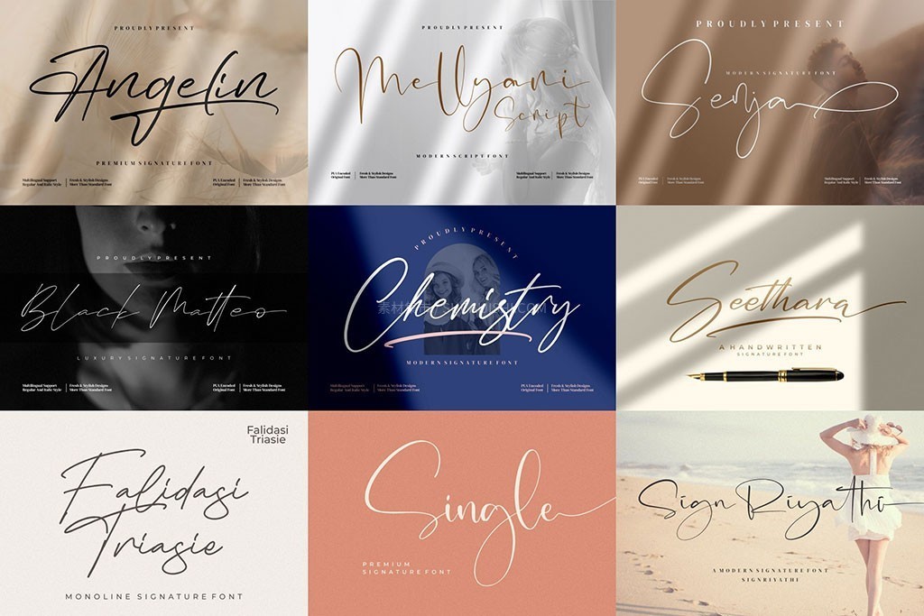 50款华丽优雅的签名艺术字体包